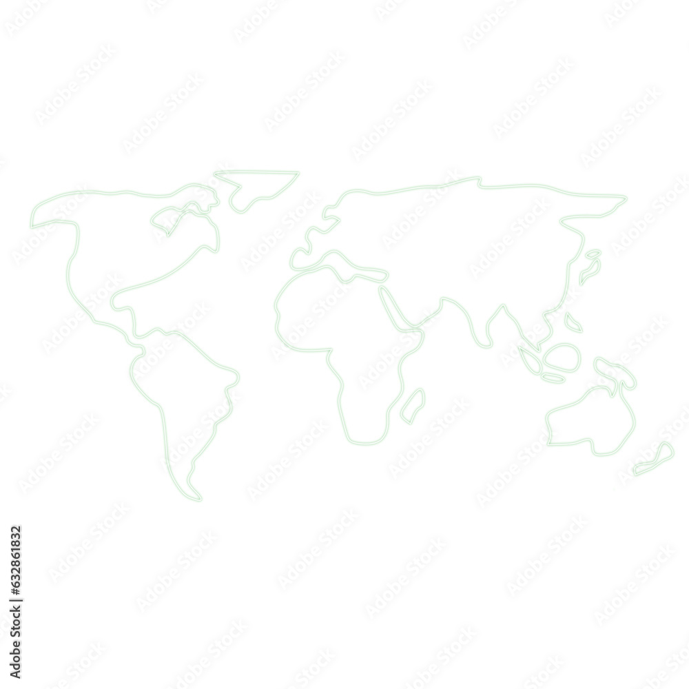 green glowing world map outline icon element design 
