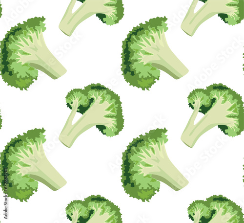 Broccoli halves. Seamless pattern in vector. Suitable for backgrounds and prints.