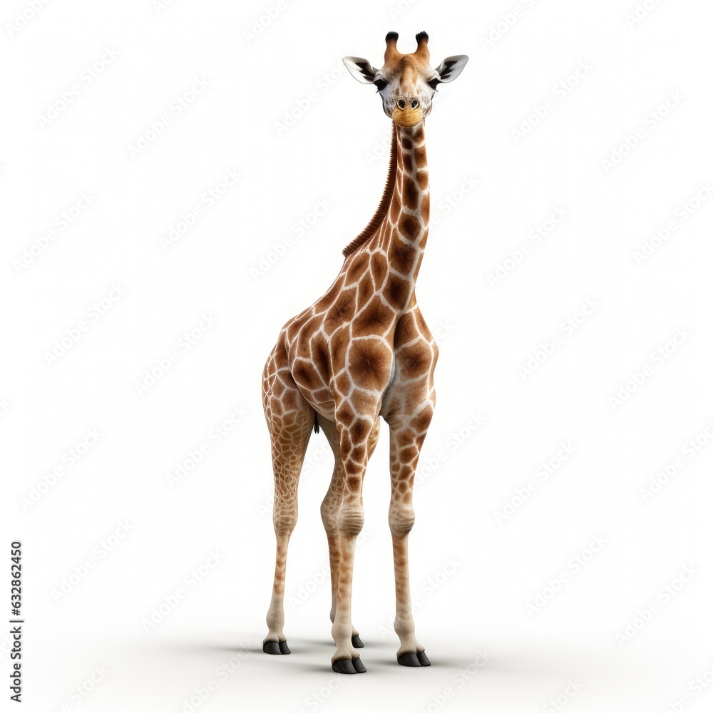 Fototapeta premium Giraffe in white background, AI generated Image