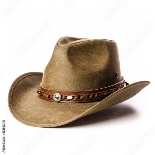 Cowboy hat leather isolated on plain background