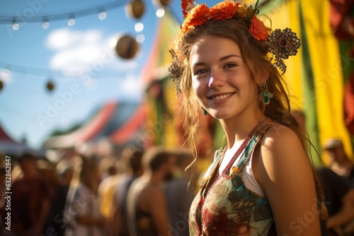Festival Enchantment mage of Girl at the Festivity. Generative Ai