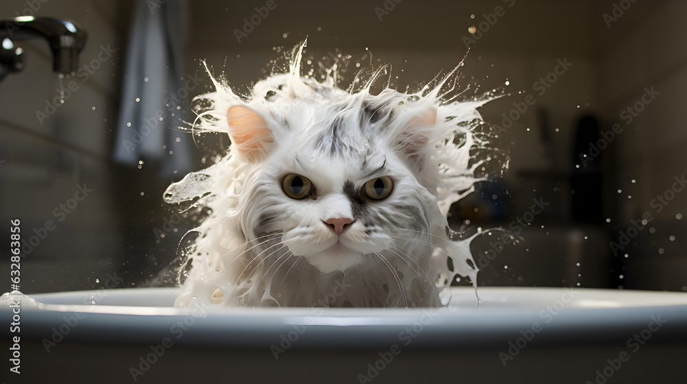 chat crache de la mousse