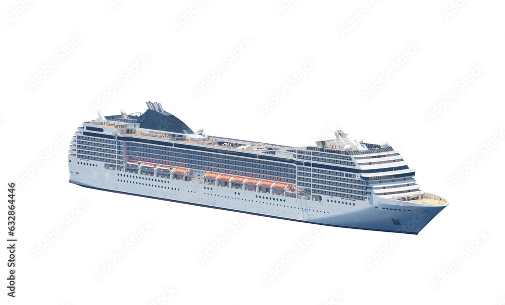 Isolated big luxury cruise ship shot from top - obrazy, fototapety, plakaty 