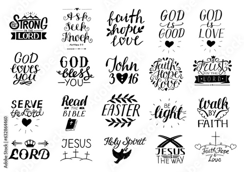 Set of 12 Hand lettering christian quotes . Biblical background. Poster. Modern Calligraphy Card Scripture print	