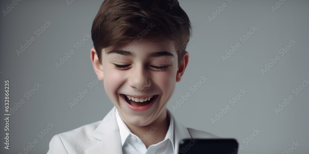 Portrait of a happy boy with smartphone Portrait of a happy boy with smartphone