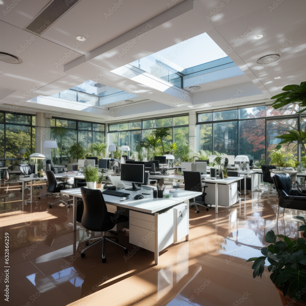 Modern office interior design. Contemporary workspace for creative business.generative AI