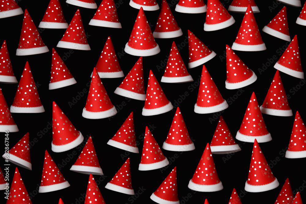 New Year, Christmas Santa Claus hat pattern. Background, wallpaper. AI generated