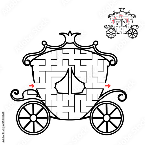 Abstract maze. Game for kids. Puzzle for children. Labyrinth conundrum. Find the right path. Education worksheet. With answer.