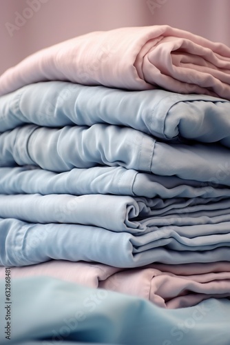 Stack of clothes on the table. Shallow depth of field. © artem