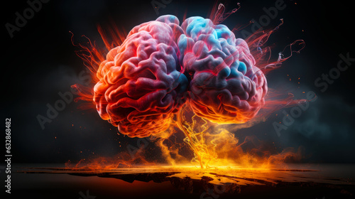Conceptual Illustration: Exploding Brain with Knowledge and Imagination