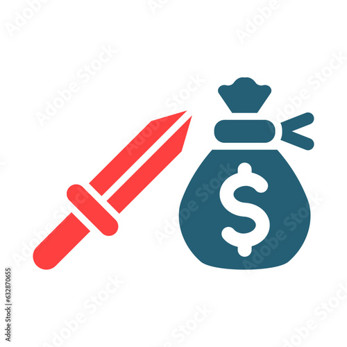 Extortion Glyph Two Color Icon Design
