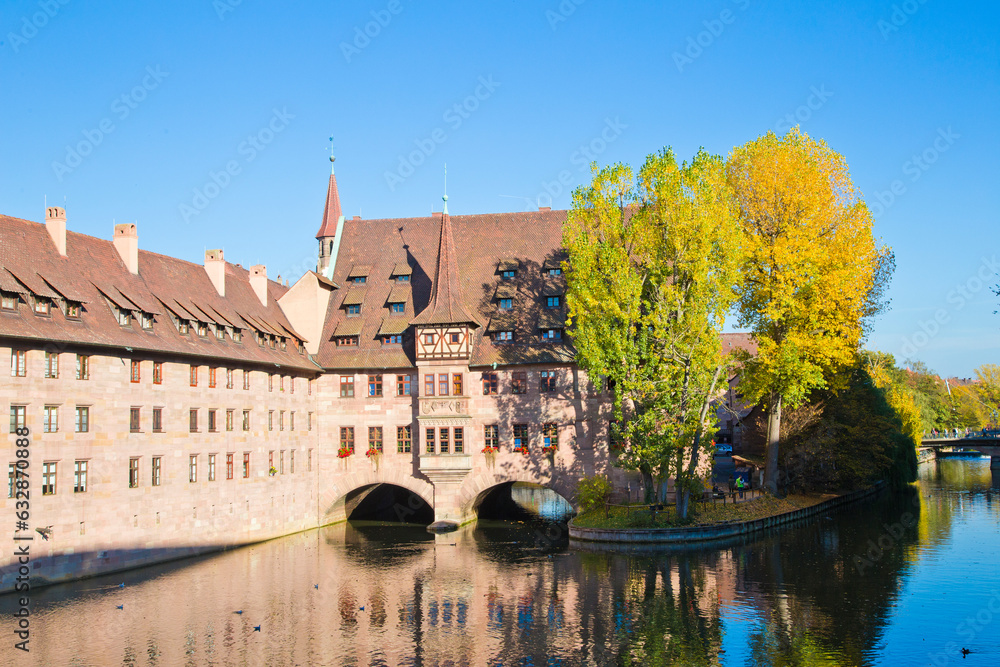 Nuremberg old town in autumn colors. Landmarks of Bavaria, Germany. Nuremberg old town in autumn colors. Landmarks of Bavaria, Germany.