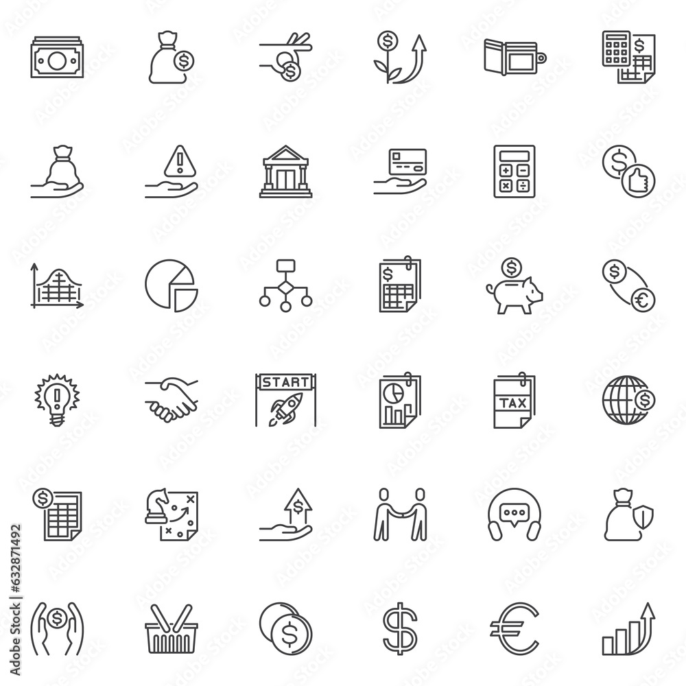 Business and finance line icons set Business and finance line icons set