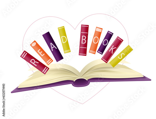 Read books. Big and small books isolated on a light background.