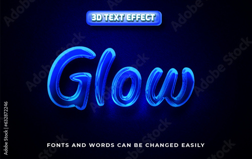 Glow blue neon editable text effect style