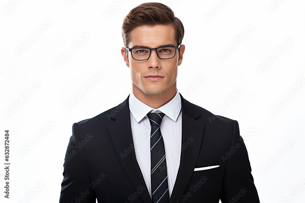 Generative AI picture image of attractive confident young businessman guy hot model appearance isolated background Generative AI picture image of attractive confident young businessman guy hot model appearance isolated background