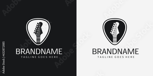 Guitar tips are picked for logos of musical instruments, bands, guitar schools