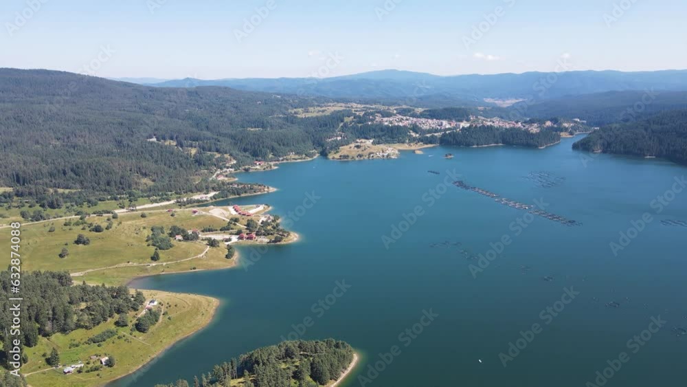 Aerial Summer view of Dospat Reservoir, Smolyan Region, Bulgaria Aerial Summer view of Dospat Reservoir, Smolyan Region, Bulgaria