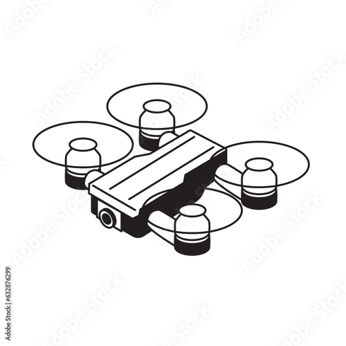 アイソメトリック構図　ドローンのシンプルなイラスト
