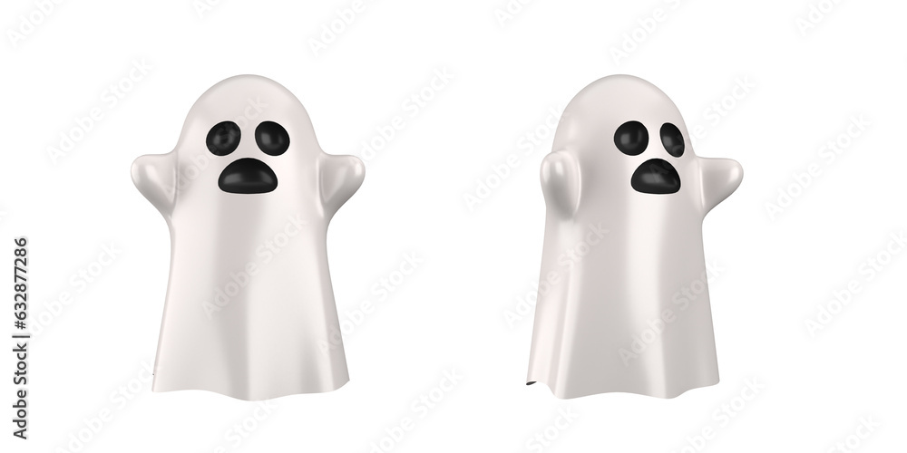 Obraz premium Halloween 3d icons of pumpkins, ghost, gifts isolated on white background. 3d rendering