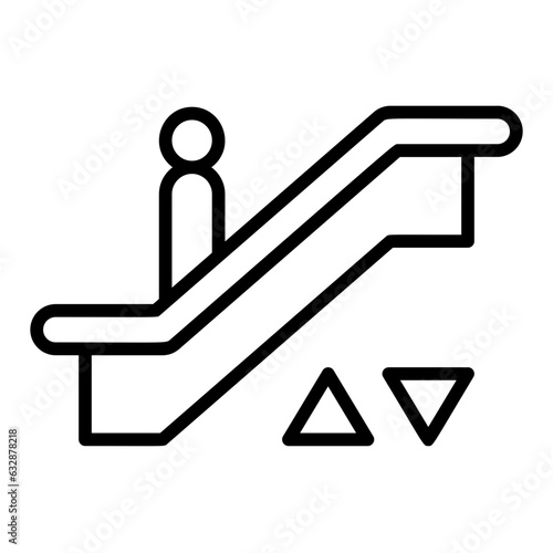Moving stairs, moving walkway, travelator, moving staircase, automatic stairway. icon