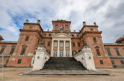 RACCONIGI, ITALY, MAY 14, 2023 - View of the Castle of Racconigi, province of Cuneo, Piedmont, Italy