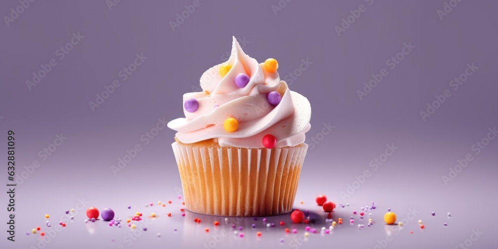 Delicious cupcakes. Appetizing cupcakes on a pastel background. Generative AI Delicious cupcakes. Appetizing cupcakes on a pastel background. Generative AI
