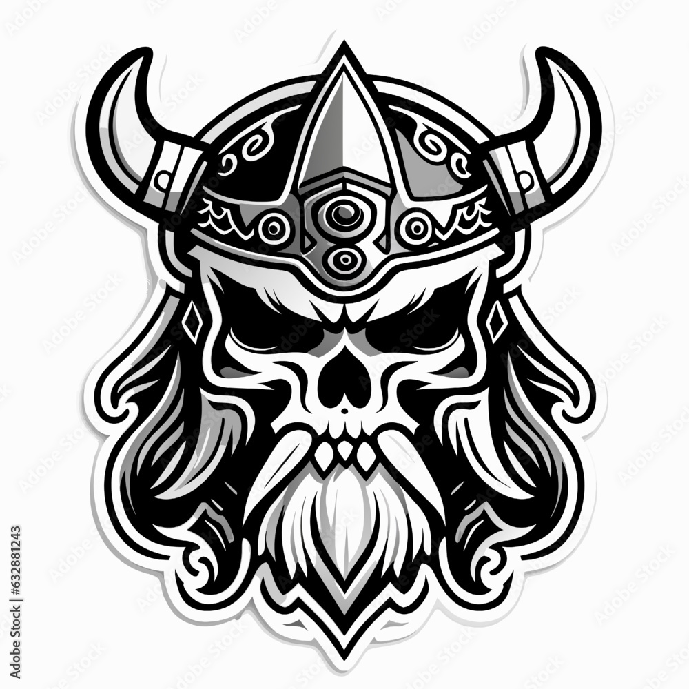 Gothic viking skull with horned helmet vector illustration. Gothic viking skull with horned helmet vector illustration.