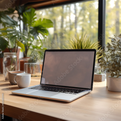 laptop on the table in the Vacation home . 