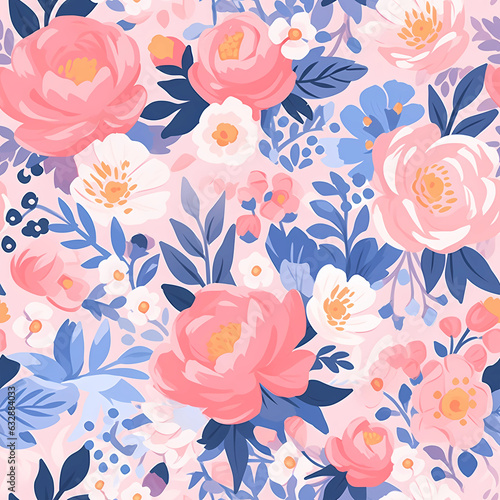 Colorful Floral Flower Seamless Pattern Wallpaper Background
