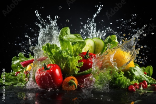 Fresh fruit with water splash  Generative AI