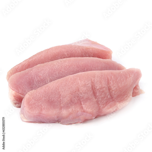 Halal turkey breast steak on white background