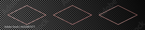 Rose gold glowing rhombus shape frame