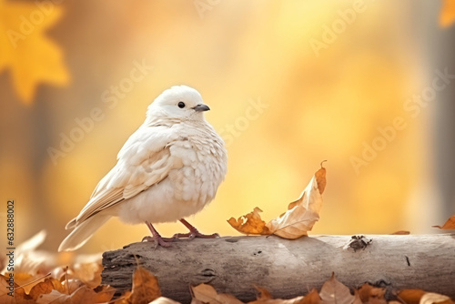 white dove with nature background style with autum