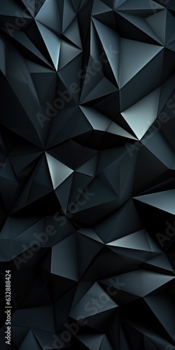 Black dark 3d low poly geometric background