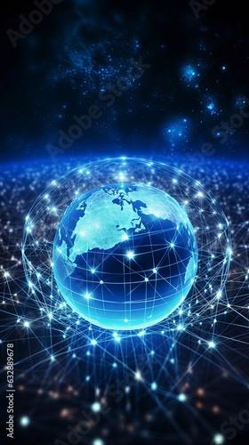 Global Network Connection Over Planet Earth  generative ai and internet background