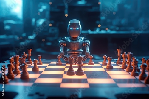Robot ai strategy play chess game chessboard