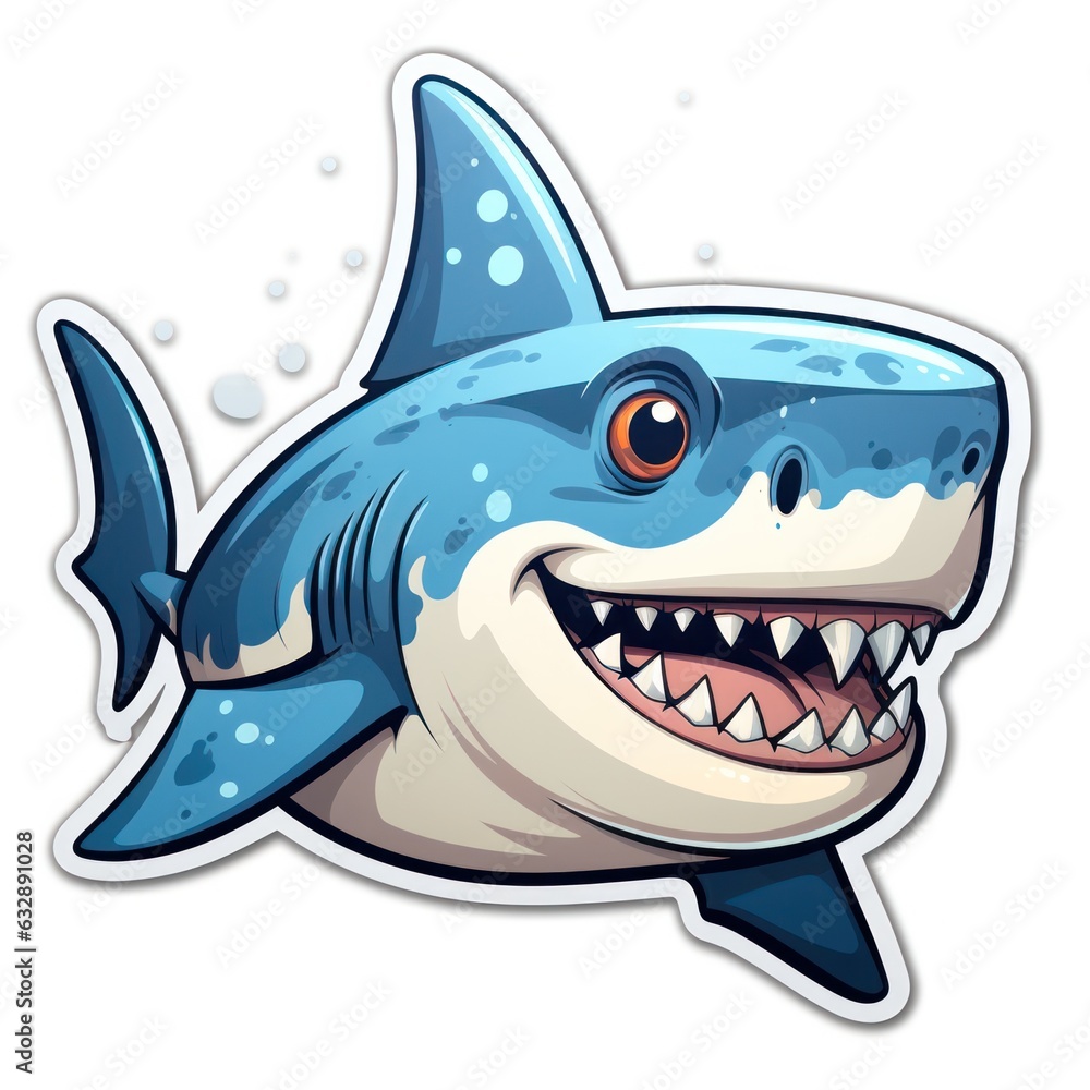 Fototapeta premium shark cartoon isolated on white . sticker 