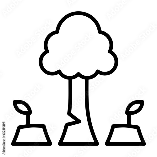 Deforestation, forest clearance, forest destruction, woodland removal, tree loss icon