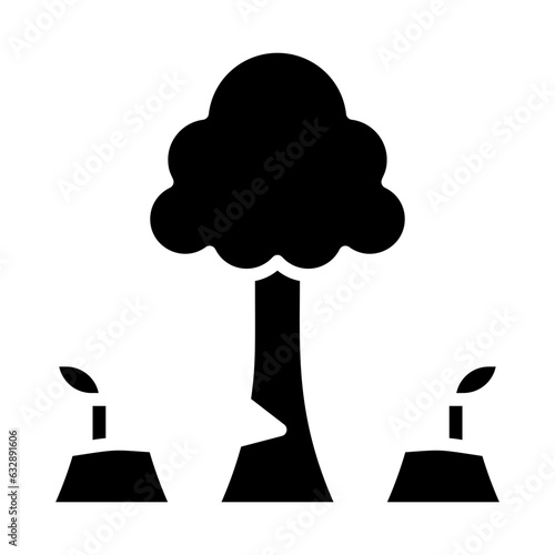 Deforestation, forest clearance, forest destruction, woodland removal, tree loss icon