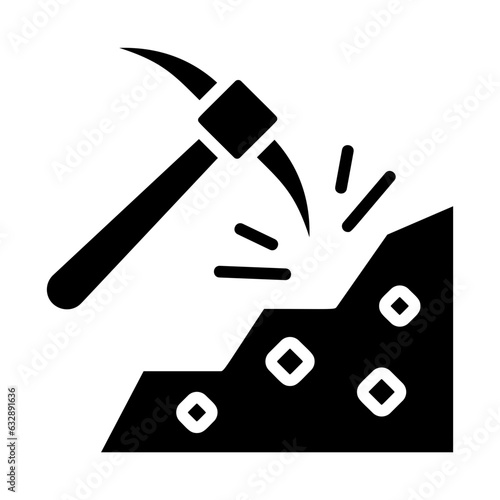 Excavate, dig, quarry, extract, mine icon