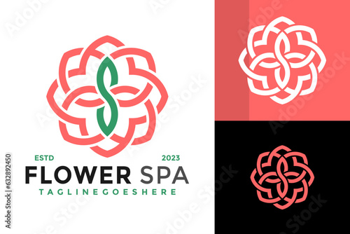 Letter s flowers spa design vector symbol icon illustration