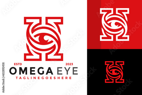 Omega eye vision design vector symbol icon illustration