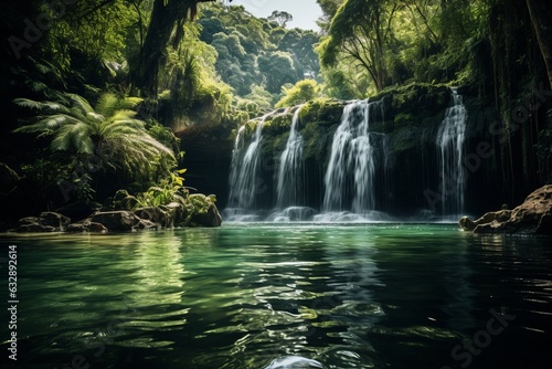 Breathtaking Waterfall Surrounded By Lush Forest, Generative AI  © Shooting Star Std