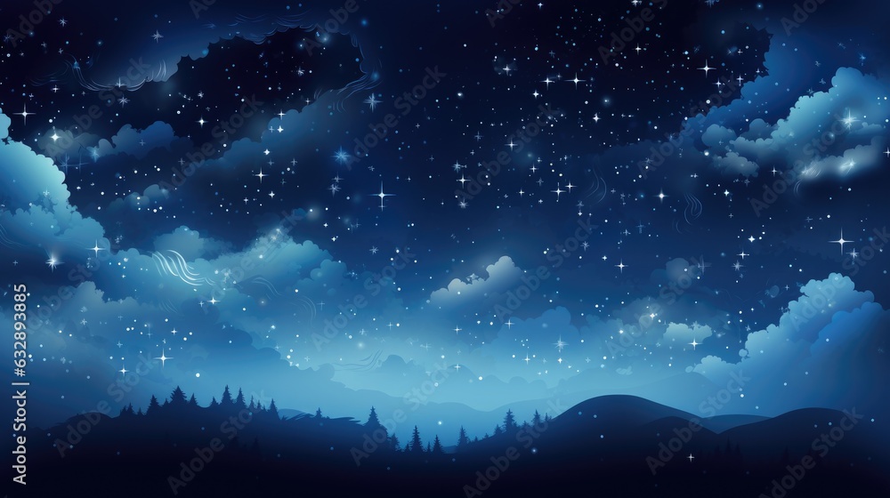 Stars in night sky web banner space background