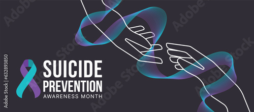 Obraz na płótnie Suicide prevention awareness month - Line White hand to hand care and connection