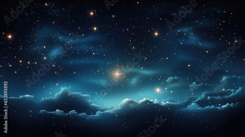 Stars in night sky web banner space background