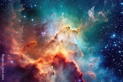 The Breathtaking View Of Nebula  With Its Colorful Gas Clouds And Regions Of Star Formation. Generative AI
