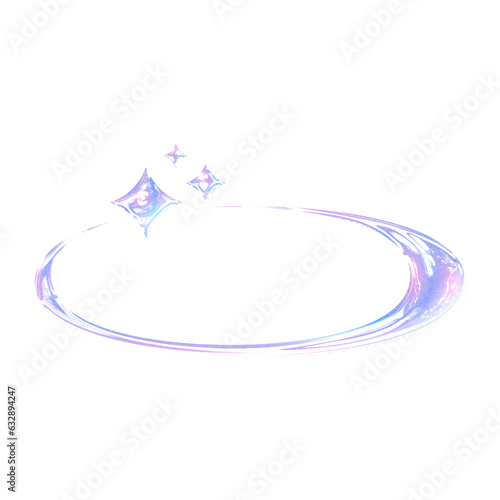 Ring frame border Y2K element with pastel hologram holographic chrome 3d effect