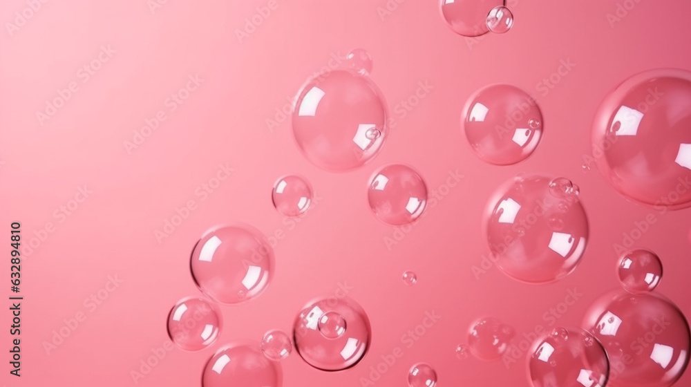 Floating soap bubbles, Solid pink background, 